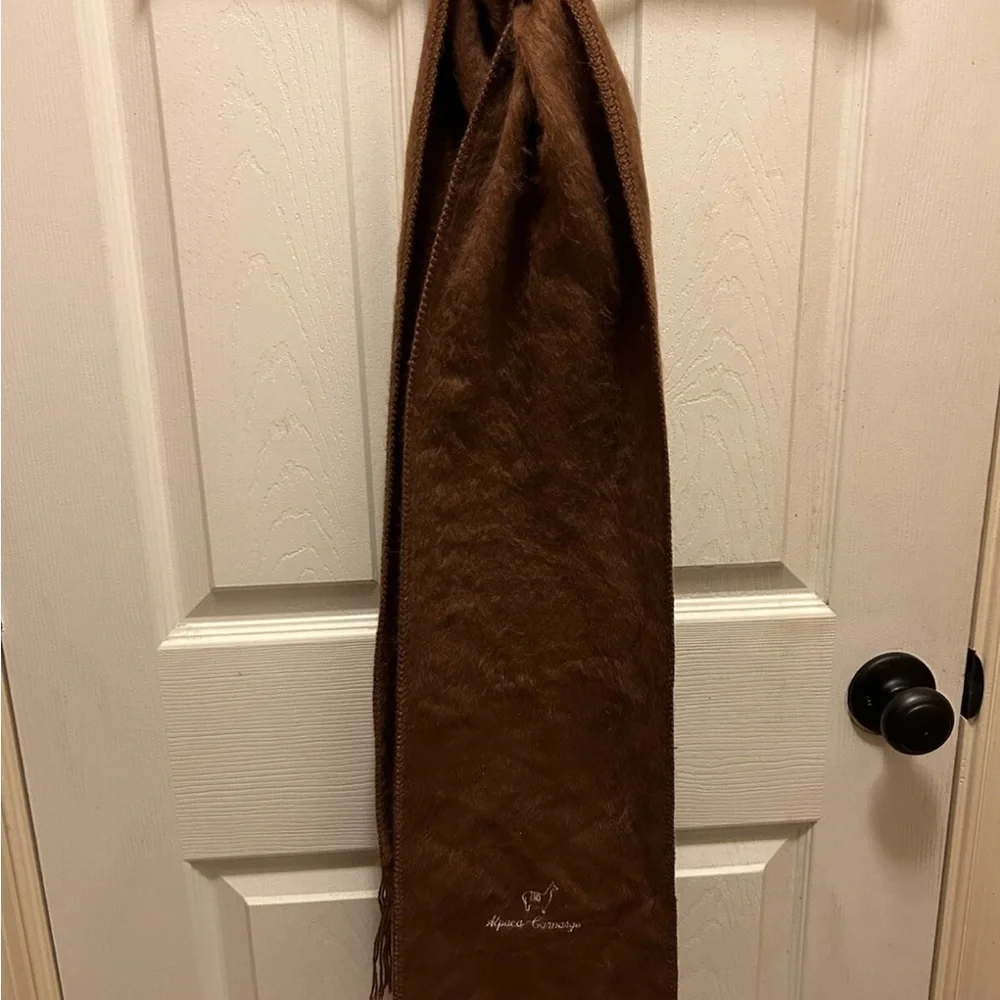 Alpaca Camargo Wool Brown Fringe Scarf